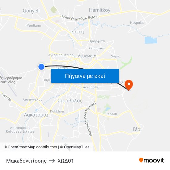 Μακεδονιτίσσης to ΧΩΔ01 map