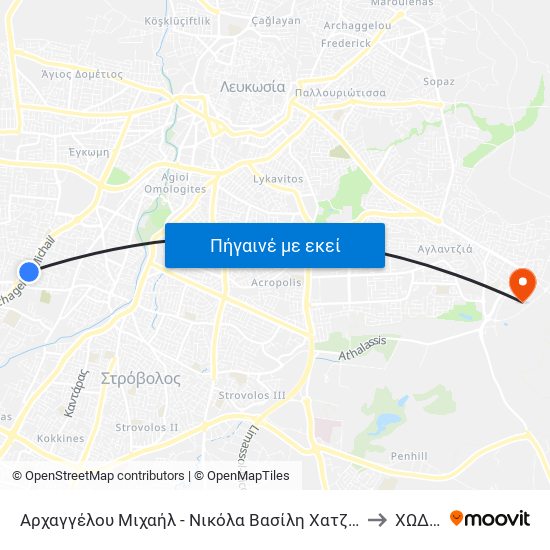 Αρχαγγέλου Μιχαήλ - Νικόλα Βασίλη Χατζηγιάννη to ΧΩΔ01 map
