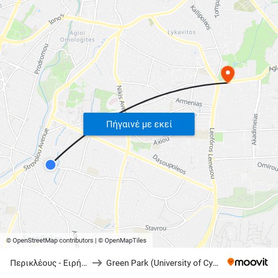 Περικλέους to Green Park (University of Cyprus) map