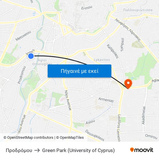 Προδρόμου to Green Park (University of Cyprus) map