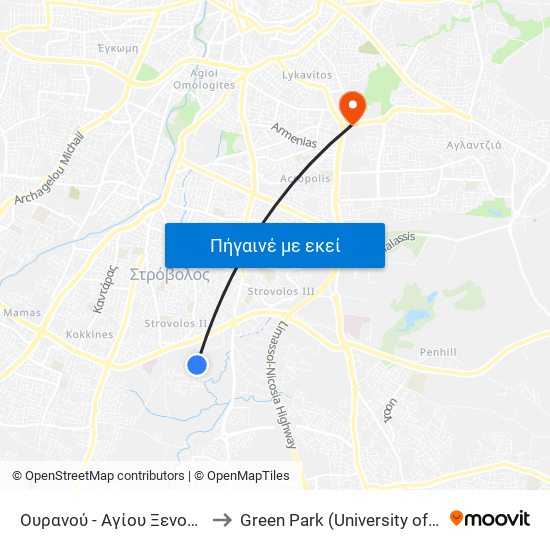 Ουρανού to Green Park (University of Cyprus) map