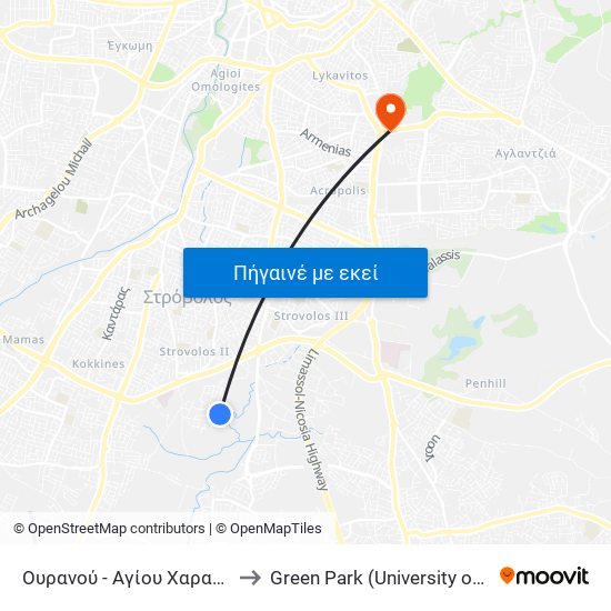 Ουρανού to Green Park (University of Cyprus) map