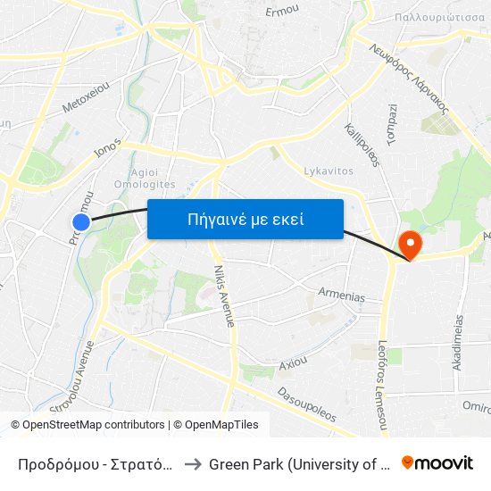 Προδρόμου to Green Park (University of Cyprus) map