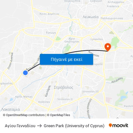 Αγίου Γενναδίου to Green Park (University of Cyprus) map