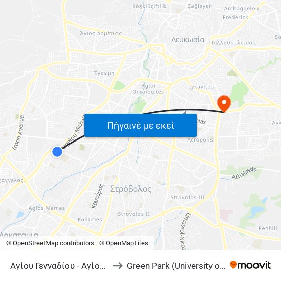 Αγίου Γενναδίου to Green Park (University of Cyprus) map