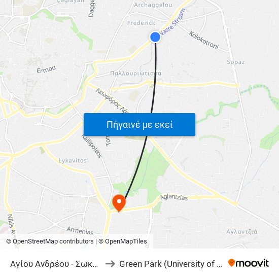 Αγίου Ανδρέου to Green Park (University of Cyprus) map