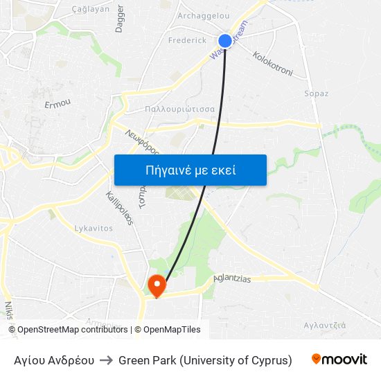 Αγίου Ανδρέου to Green Park (University of Cyprus) map