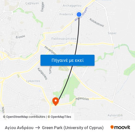 Αγίου Ανδρέου to Green Park (University of Cyprus) map
