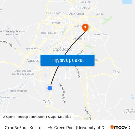 Στροβόλου - Κηφισίας 2 to Green Park (University of Cyprus) map