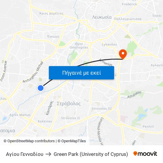 Αγίου Γενναδίου to Green Park (University of Cyprus) map