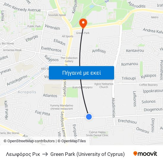 Λεωφόρος Ρικ to Green Park (University of Cyprus) map