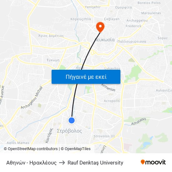 Αθηνών - Ηρακλέους to Rauf Denktaş University map
