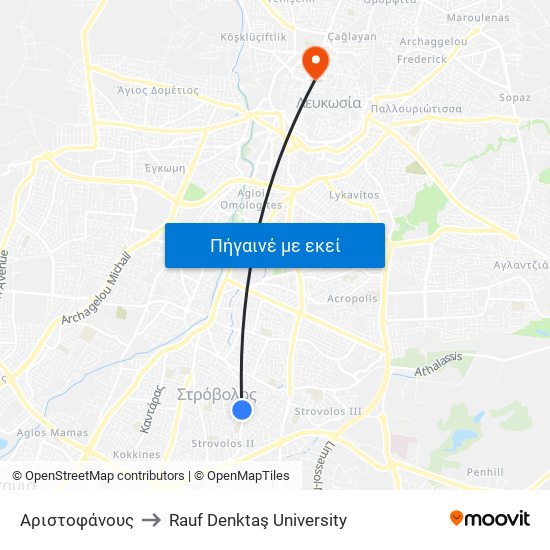 Αριστοφάνους to Rauf Denktaş University map