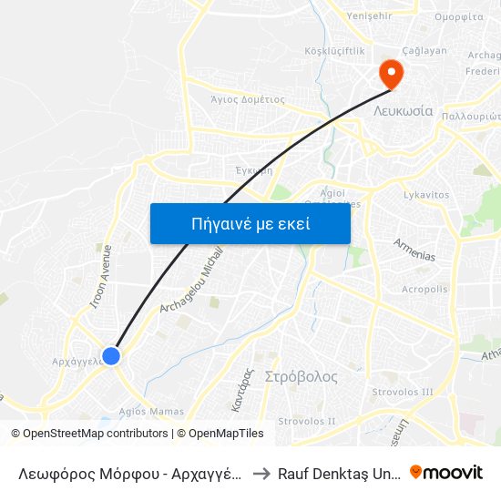Λεωφόρος Μόρφου - Αρχαγγέλου Μιχαήλ to Rauf Denktaş University map
