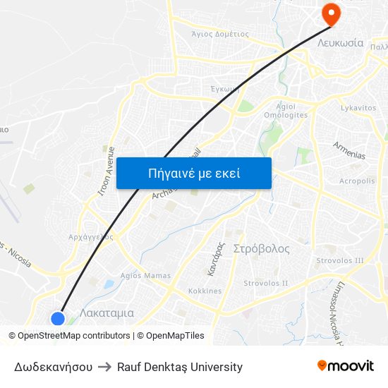 Δωδεκανήσου to Rauf Denktaş University map