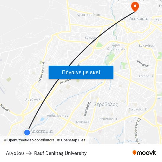 Αιγαίου to Rauf Denktaş University map