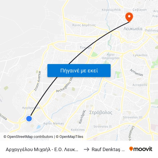 Αρχαγγέλου Μιχαήλ - Ε.Ο. Λευκωσίας - Τροόδους to Rauf Denktaş University map