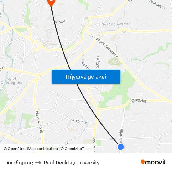 Ακαδημίας to Rauf Denktaş University map