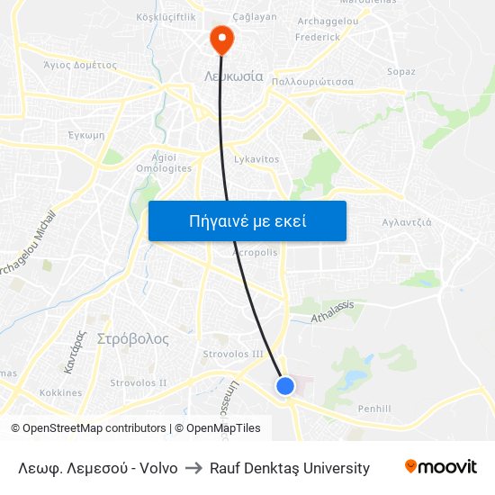 Λεωφ. Λεμεσού - Volvo to Rauf Denktaş University map