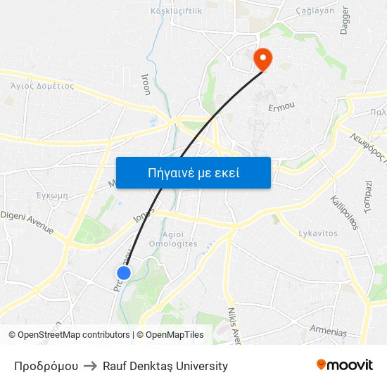 Προδρόμου to Rauf Denktaş University map