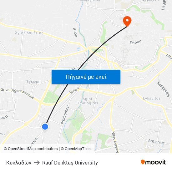 Κυκλάδων to Rauf Denktaş University map