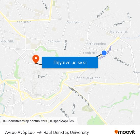 Αγίου Ανδρέου to Rauf Denktaş University map
