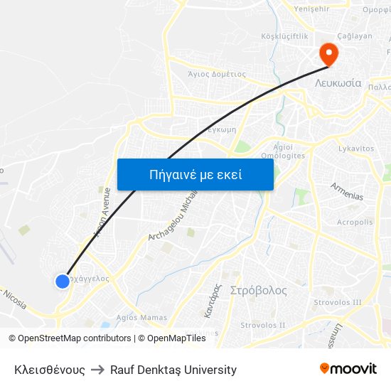 Κλεισθένους to Rauf Denktaş University map