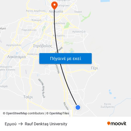 Ερμού to Rauf Denktaş University map