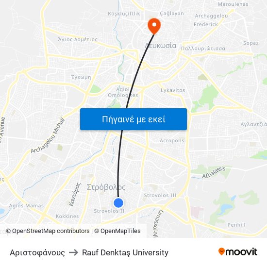 Αριστοφάνους to Rauf Denktaş University map