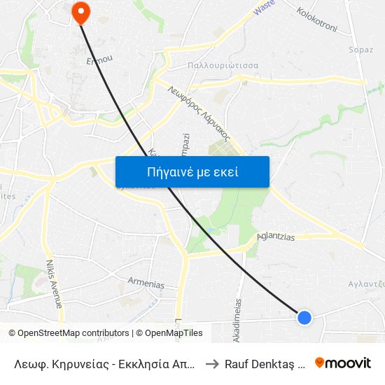 Λεωφ. Κηρυνείας to Rauf Denktaş University map