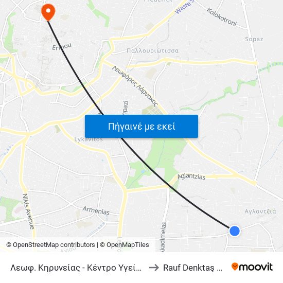 Λεωφ. Κηρυνείας to Rauf Denktaş University map