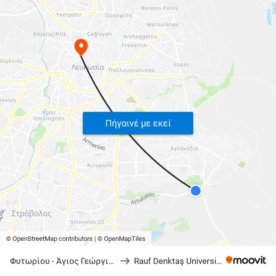 Fytoriou - Agios Georgios to Rauf Denktaş University map