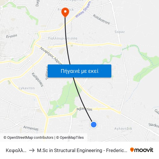 Κεφαλληνίας to M.Sc in Structural Engineering - Frederick University Cyprus map