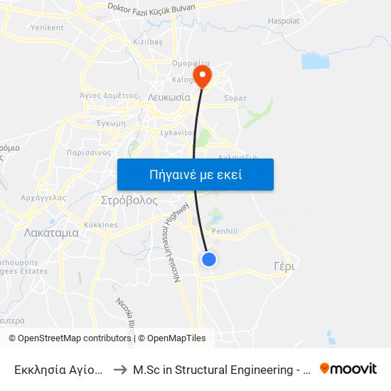 Ηρώων to M.Sc in Structural Engineering - Frederick University Cyprus map