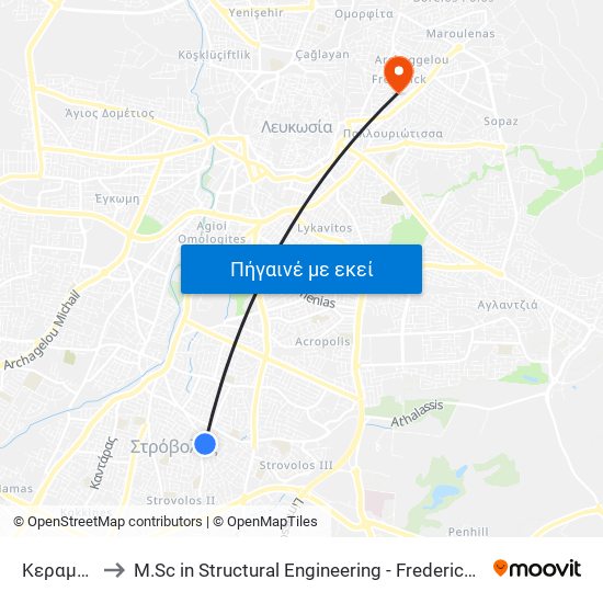 Κεραμεικού to M.Sc in Structural Engineering - Frederick University Cyprus map