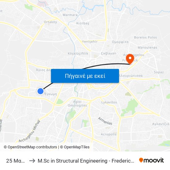 25 Μαρτίου to M.Sc in Structural Engineering - Frederick University Cyprus map