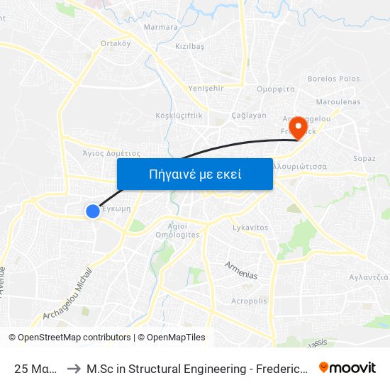 25 Μαρτίου to M.Sc in Structural Engineering - Frederick University Cyprus map