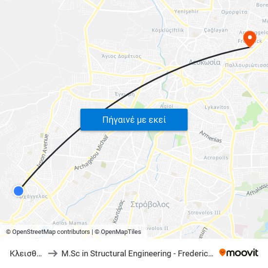 Κλεισθένους to M.Sc in Structural Engineering - Frederick University Cyprus map