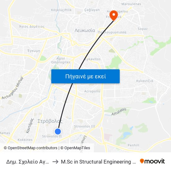 Αριστοφάνους to M.Sc in Structural Engineering - Frederick University Cyprus map