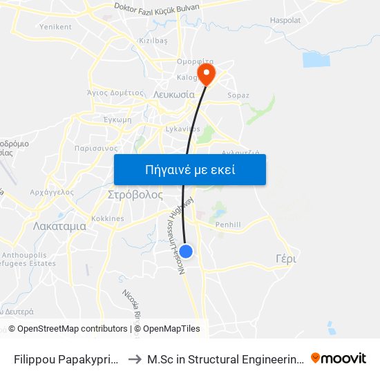 Filippou Papakyprianou - Markou Drakou to M.Sc in Structural Engineering - Frederick University Cyprus map