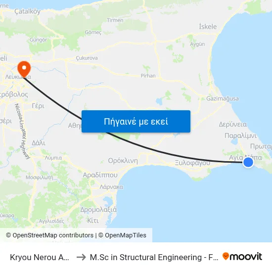 Kryou Nerou Ave. - Melission to M.Sc in Structural Engineering - Frederick University Cyprus map