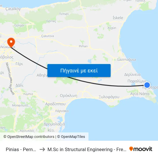 Pinias - Perneras Ave. 1 to M.Sc in Structural Engineering - Frederick University Cyprus map