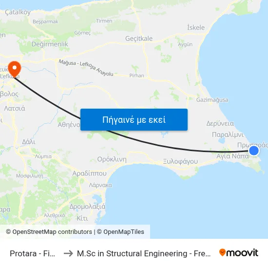 Protara - Fig Tree Bay to M.Sc in Structural Engineering - Frederick University Cyprus map