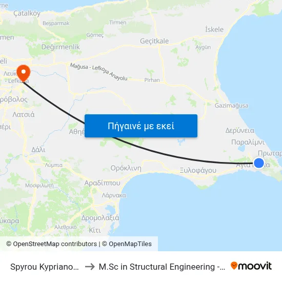 Spyrou Kyprianou - Kosti Palama to M.Sc in Structural Engineering - Frederick University Cyprus map