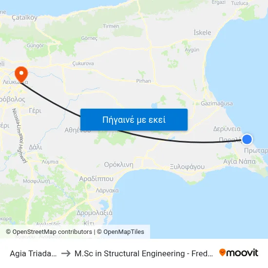 Ag. Triada Beach to M.Sc in Structural Engineering - Frederick University Cyprus map