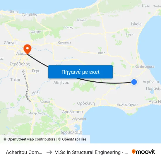 Acheritou Comm. Board to M.Sc in Structural Engineering - Frederick University Cyprus map