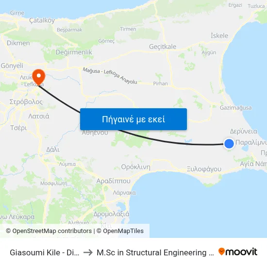 Giasoumi Kile - Dionysiou Solomou to M.Sc in Structural Engineering - Frederick University Cyprus map