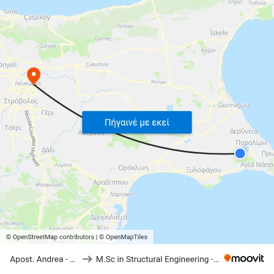 Apost. Andrea - Ag. Theodorou to M.Sc in Structural Engineering - Frederick University Cyprus map