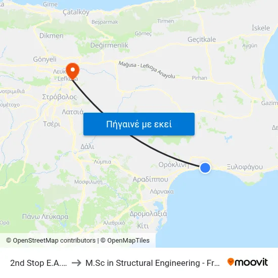 2nd Stop E.A.C. Dhekelia to M.Sc in Structural Engineering - Frederick University Cyprus map