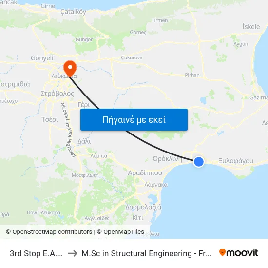 3rd Stop E.A.C. Dhekelia to M.Sc in Structural Engineering - Frederick University Cyprus map